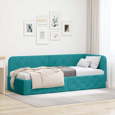 vidaXL Rohový rám postele Tyrkysová 80 x 200 cm Zamat