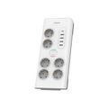 Anti-surge power strip PHILIPS extension cord 6 Schuko sockets + 6xUSB-A + 1xUSB-C 2m 16A white
