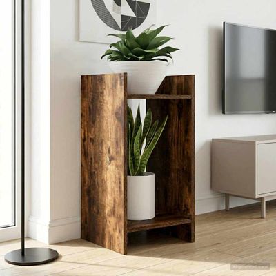 vidaXL Stojan na rastliny s poličkou 2 pcs Údený Dub 30 x 30 x 60 cm