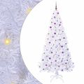 vidaXL Umelý vianočný stromček s 300 LED-i Biela 240 cm PVC a oceľ