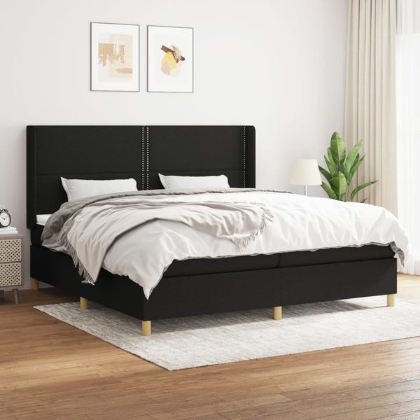vidaXL Boxspring posteľ s matracom čierna 200x200 cm látka