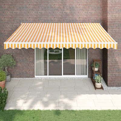 vidaXL Automatická zaťahovacia markíza, žltá a biela 4,5x3 m