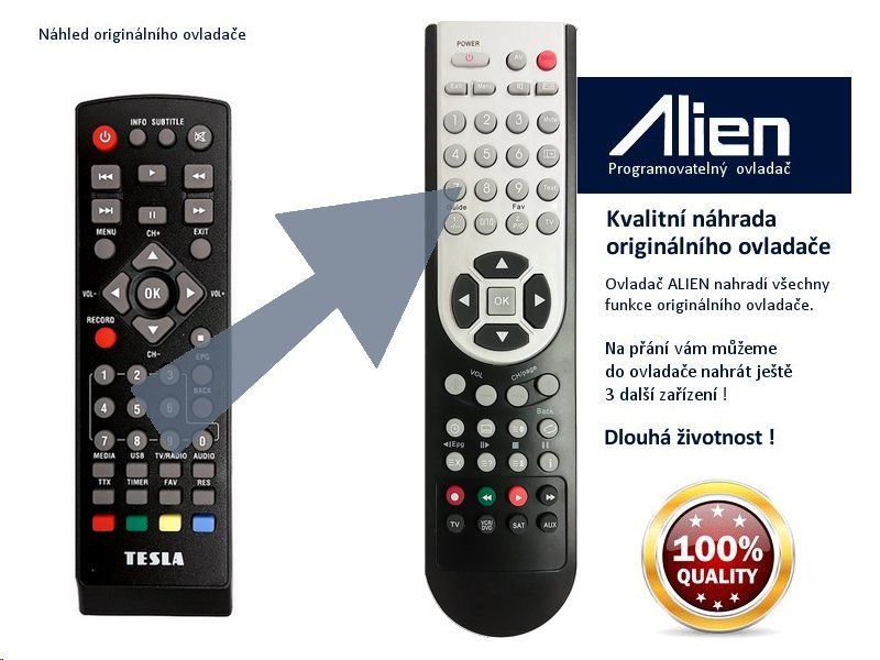 Dálkový ovládač ALIEN STB TESLA Vista T2