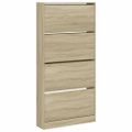 vidaXL Botník so 4 výklopnými zásuvkami dub sonoma 80x21x163,5 cm