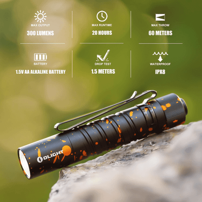 i5T EOS
(Pumpkin Stains) OLIGHT 1 x 1.5V AA Alkaline 
Battery (Included)