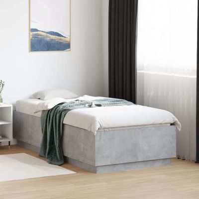 vidaXL Posteľný rám s LED svetlami betónový 75x190 cm kompozitné drevo