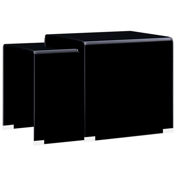 vidaXL Zasúvacie konferenčné stolíky 2 ks čierne 42x42x41,5 cm tvrdené sklo