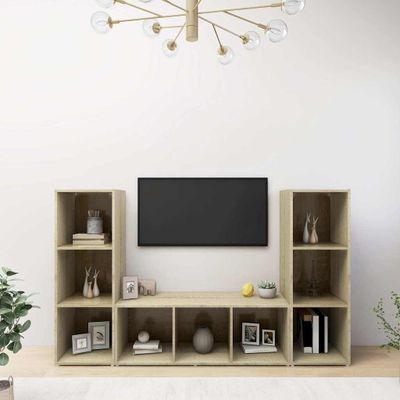 vidaXL TV skrinky 3 ks dub sonoma 107x35x37 cm drevotrieska