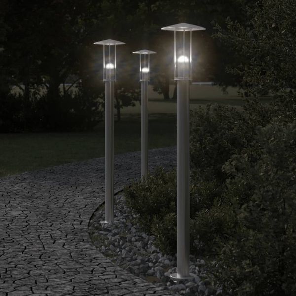 vidaXL Vonkajšia stojaca lampa strieborná 100 cm nehrdzavejúca oceľ