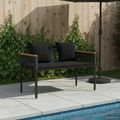 vidaXL Vonkajšia lavička 2 -Seater 117 x 54 x 74.5 cm polyratan Čierna