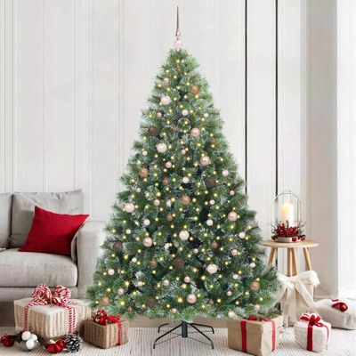 vidaXL Umelý vianočný stromček s 300 LED-i Zelená 210 cm PE a PVC