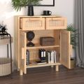 vidaXL Komoda hnedá 60x30x75 cm masívna borovica a prírodný ratan