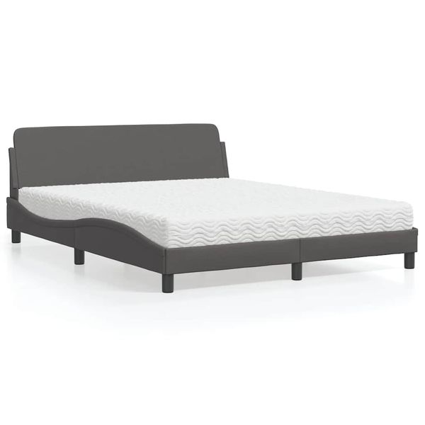 vidaXL Posteľ s matracom Dover sivá 160x200 cm umelá koža