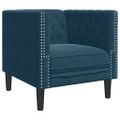 vidaXL 3-dielna súprava sedacej súpravy Chesterfield s podhlavníkmi, modrá zamatová