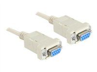 Null modem kábel - DB-9 (samica) do DB-9 (samica) - 1.8 m - sivá