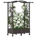 vidaXL Vyvýšený záhon s mriežkou a strechou Hnedá 124 x 40 x 129 cm PP