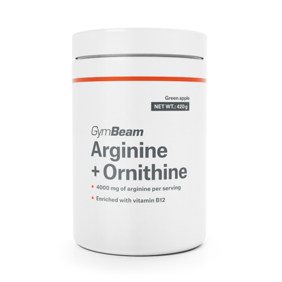 Arginín + Ornitín - GymBeam, zelené jablko, 420 g, práškový