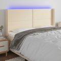vidaXL Čelo postele s LED krémové 163x16x118/128 cm látka