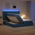 vidaXL LED úložná posteľ s matracom Modrá 200 x 200 cm Látka