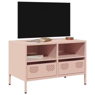 vidaXL TV skrinka ružová 68x39x43,5 cm oceľ valcovaná za studena