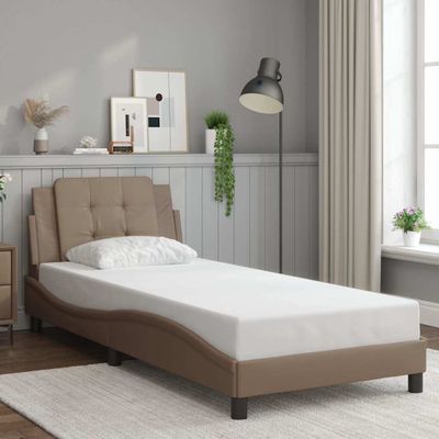 vidaXL Rám postele bez matraca Zadar kapučínový 100x200 cm umelá koža