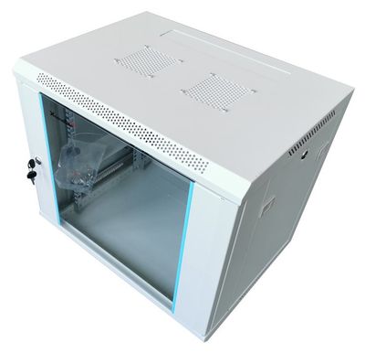 XtendLan 6U/600x450, na zeď, jednodílný, skleněné dveře, šedý Rozvadec, 19", na stenu, jednodílný, výška 6U, 600 x 450, sklenené dvere, kourové sklo, nosnost 60kg, šedý