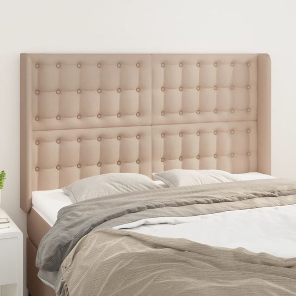 vidaXL Čelo postele so záhybmi kapučínové 147x16x118/128 cm umelá koža