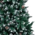 vidaXL Zasnežený umelý vianočný stromček s borovicovými šiškami 210 cm