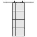 vidaXL Posuvné dvere s kovaním čierne 76x205 cm ESG sklo