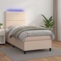 vidaXL Boxspring posteľ matrac a LED kapučínová 90x200 cm umelá koža