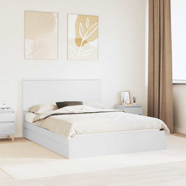 vidaXL Úložná posteľ so zásuvkou Biela 150 x 200 cm Kompozitné drevo