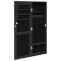 vidaXL Zrkadlová skrinka na šperky nástenná čierna 30x8,5x90 cm