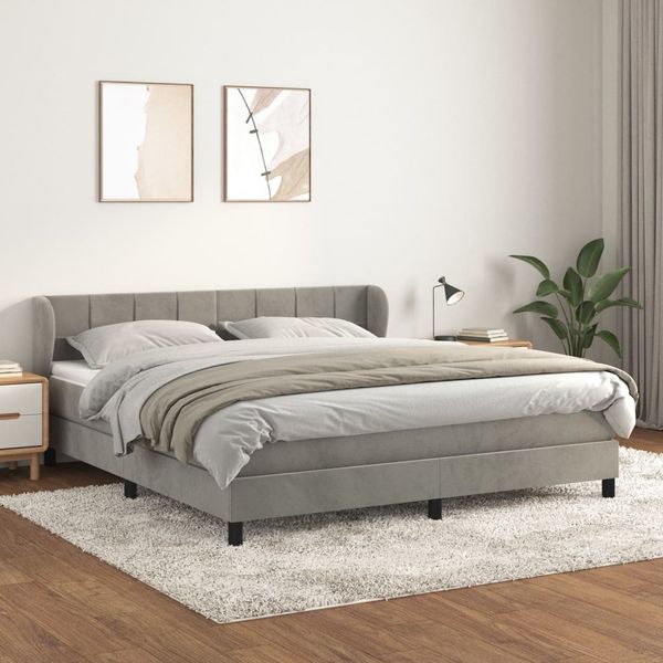 vidaXL Posteľný rám boxsping s matracom bledosivý 160x200 cm zamat