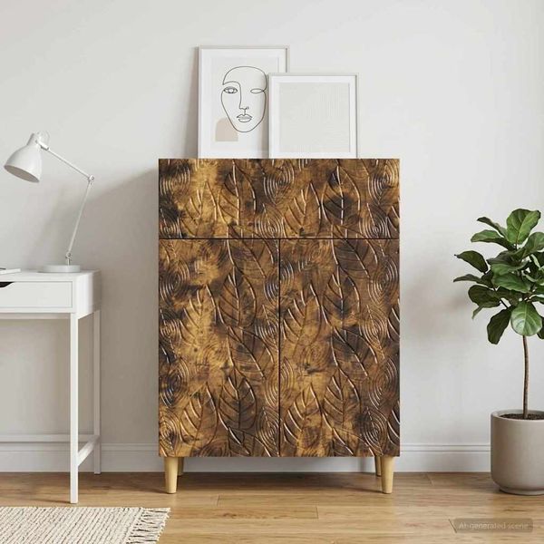 vidaXL Servírovacia skriňa Dymový dub 66 x 34,5 x 90 cm
