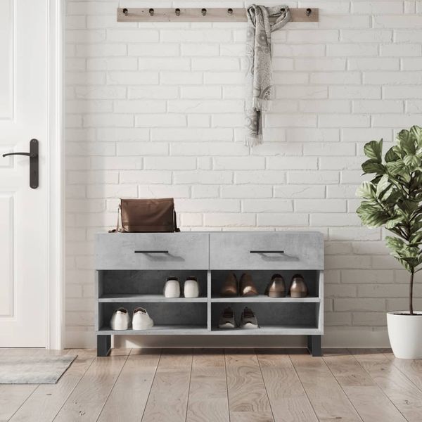 vidaXL Lavička na topánky, betónovo sivá 102x35x55cm, kompozitné drevo
