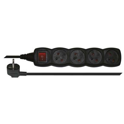 Prodlužovací kabel EMOS PC1413 / 3 m / 4 zásuvky / s vypínačem / černý / PVC / 1 mm2