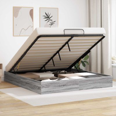 vidaXL Otomanový posteľný rám Sivá Sonoma 203 x 160 x 25 cm