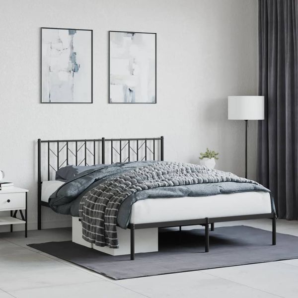vidaXL Kovový rám postele s čelom čierny 140x190 cm