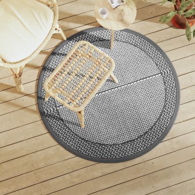vidaXL Vonkajší koberec ARAKIL sivý Ø120 cm PP