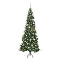 vidaXL Rohový umelý vianočný strom s 300 LED-i Zelená 180 cm PVC a kov