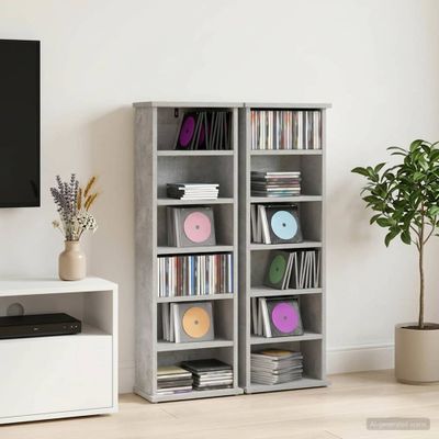 vidaXL CD Skrinka 2 ks Betónovo sivá 60 x 17 x 92 cm Kompozitné drevo