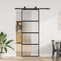 vidaXL Posuvné dvere s kovaním čierne 76x205 cm tvrdené sklo