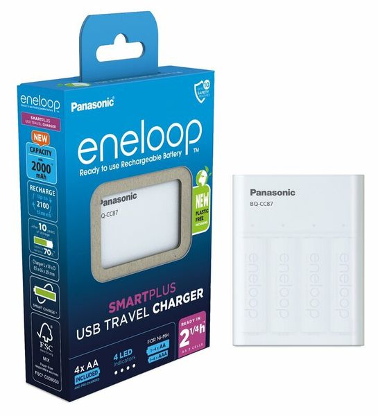 Panasonic Eneloop EKO nabíjačka/powerbank BQ-CC87USB + 4x nabíjateľné batérie R6/AA 2000 mAh