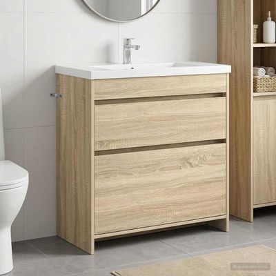 vidaXL Skriňa pod umývadlo do kúpeľne Dub sonoma 78,5 x 37,5 x 81 cm