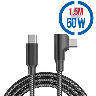 MEGATECH Kábel USB-C/USB-C, 90°, 60W, 1.5m