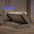 vidaXL LED úložná posteľ s matracom Krémová 100 x 200 cm Látka