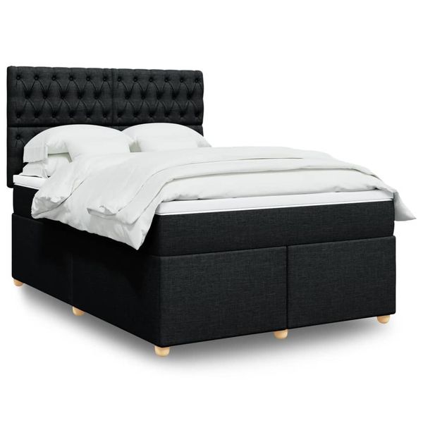 vidaXL Boxspring posteľ s matracom čierny 140x190 cm látka