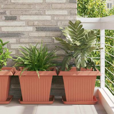 vidaXL Kvetináče 6 pcs Tehlovo červená 43 x 43 x 33,5 cm Plast