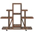 vidaXL Stojan na kvetiny s kolieskami 110x25x101 cm masívna jedľa