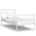 vidaXL Posteľný rám s lamelovým roštom, biely, kov 90x200 cm